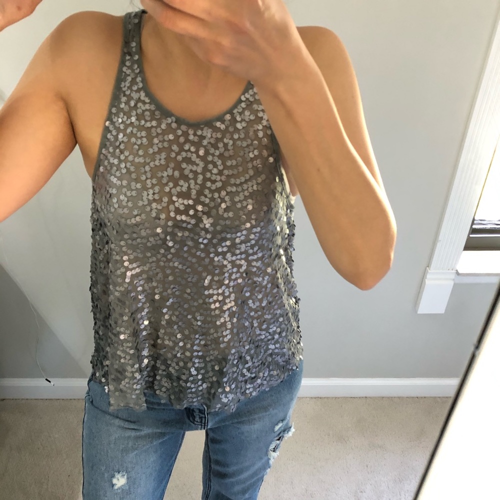 Free People metallic crop halter sequin top